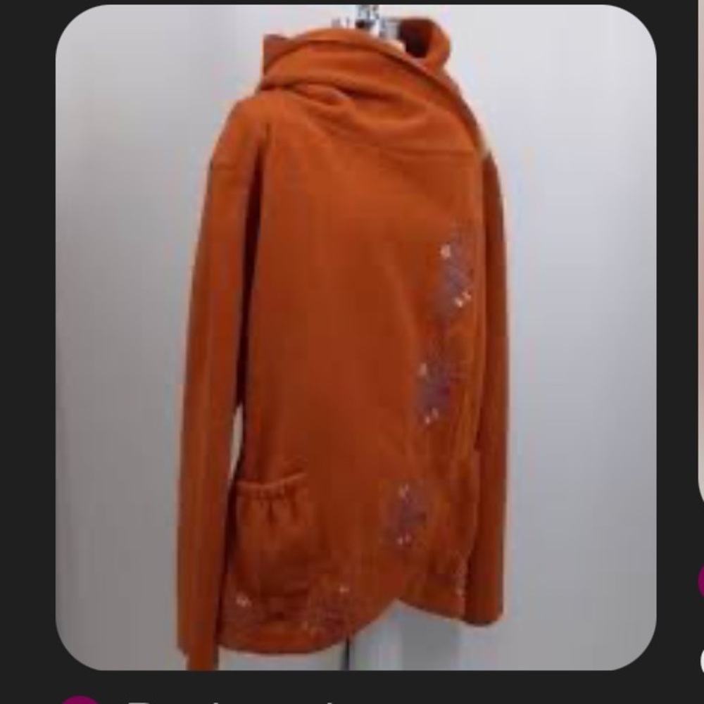 Chic Rust Orange Embroidered Jacket - Picture 6 of 6